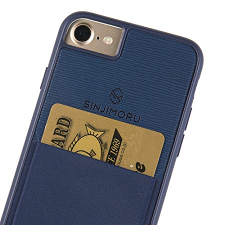 Sinjimoru iPhone 7 case/iPhone 8 Case with Sinji Pouch Card Holder, Card Wallet case for Apple iPhone 7 (2016)/iPhone 8 (2017). Sinji Pouch Case for iPhone 7/8, Navy.