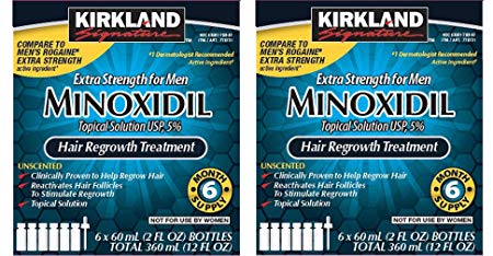 Minoxidil 5 Percentage Extra Strength Hair Loss Regrowth Treatment Men, 2 Pack (6 Months Supply)