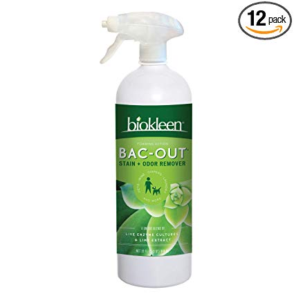 Biokleen Bac-Out Stain Odor Remover Foam Spray, Destroys Stains & Odors Safely, for Pet Stains, Laundry, Diapers, Wine, Carpets, & More, Eco-Friendly, Non-Toxic, Plant-Based, 32 Ounces (Pack of 12)