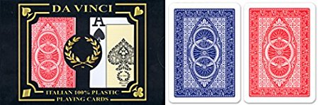 Da Vinci Ruote, Italian 100% Plastic Playing Cards, 2-Deck Bride Size Set by Modiano, Jumbo Index