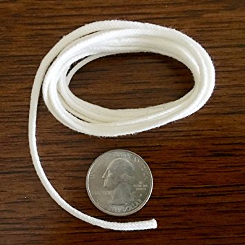 Firefly Brand - 5 Feet of 2.6mm Round Braided Cotton Replacement Wick for Oil Lamps and Candles.