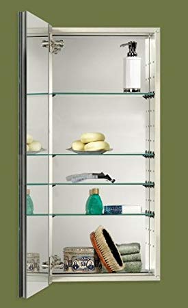 Jensen S468344SS Studio IV Series Recessed Beveled Mirror Medicine Cabinet, White
