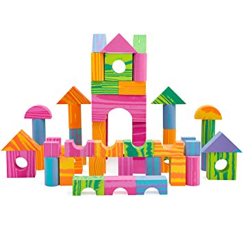 Morvat 60 Piece Soft Foam Multi-Colored Building Block Set with Floating Base, Tote & Mesh Bags - Educational Stacking Blocks - 100% Non-Toxic & BPA Free - Great Bath Toys for Boys and Girls