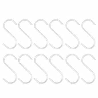 Wideskall 2" inch Zinc Plated Steel S Shaped Type Utility Hooks Hanging Hooks Chrome (Pack of 12)