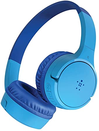 Belkin SoundForm Mini Kids Wireless Headphones with Built in Microphone, On Ear Headsets Girls and Boys For Online Learning, School, Travel Compatible with iPhones, iPads, Galaxy and more - Blue