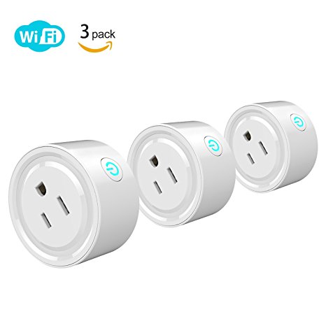 Smart Plug Potensic 3 Pack Wi-Fi Enabled Mini Smart Switch Wireless Outlet Works with Amazon Alexa & Google Home, No Hub Required, Switch On/Off your electric equipment from Anywhere, Timing Function