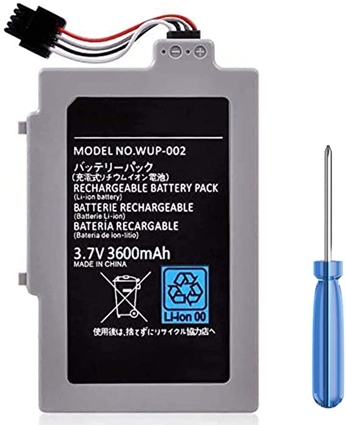 Wii U Battery, (2022 New Version) Ultra High Capacity New 0 Cycle Rechargeable Battery Pack Replacement for Nintendo Wii U Gamepad WUP-010 WUP-01 with Screwdriver