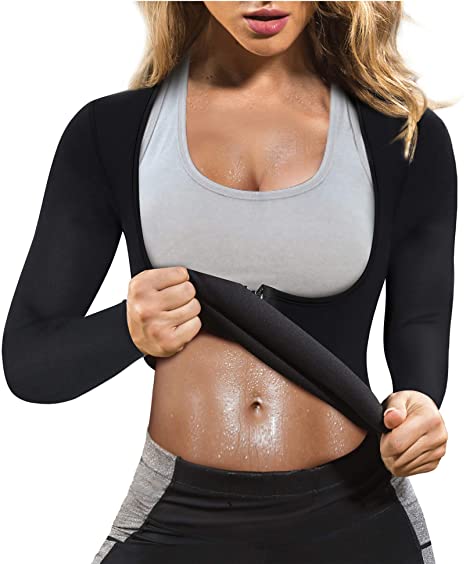 Bafully Workout Sauna Suit Waist Trainer for Women Weight Loss Sport Hot Slimming Sweat Body Shaper