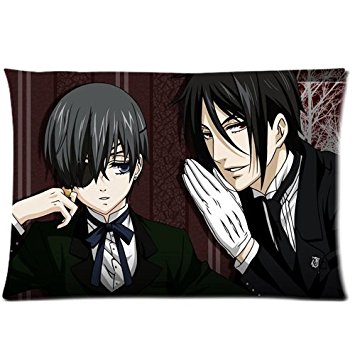 Anime Ciel And Sebastian Black Butler Pillowcases Custom Pillow Case Cushion Cover 20 X 30 Inch Two Sides