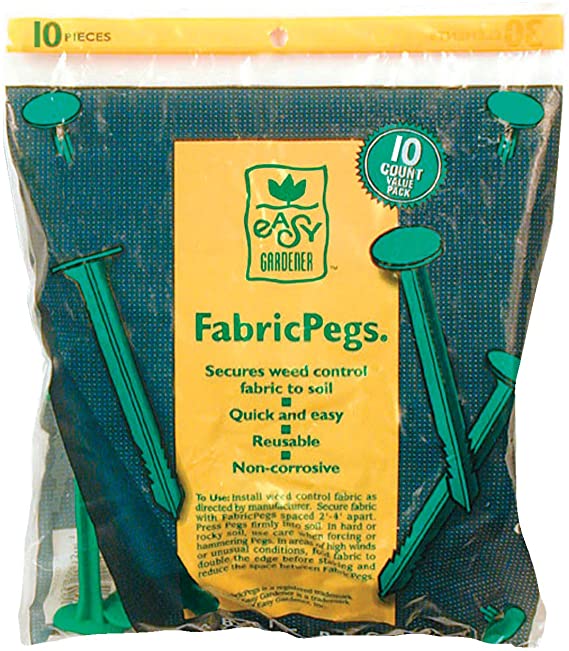 Easy Gardener Landscape Pegs For Securing Landscape Fabric (Reusable, Serrated, Non-Corrosive, Plastic Landscape Stakes) 4.5 inches Long, 10 Staples