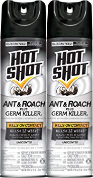 Hot Shot Ant & Roach Plus Germ Killer, Unscented Aerosol, 17.5-Ounce, 6-Pack