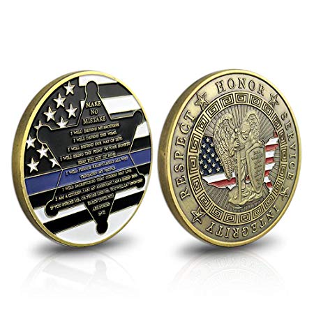 Thin Blue Line St. Michael Police Officers Challenge Coin Motto Commemorative Law Enforcement Gifts Collectible