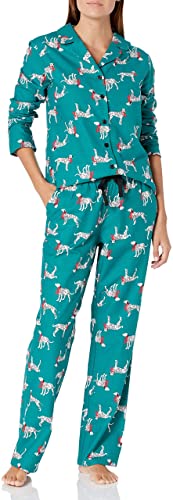 Amazon Essentials Womens Flannel Long-Sleeve Button Front Shirt and Pant Pajama Set Pajama Set