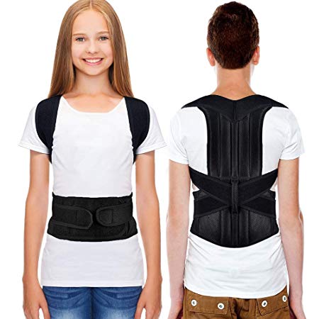 Back Posture Correction, HailiCare Full Back Support Brace Back and Shoulder Brace for Upper Lower Back Support, Brace to Relieve Slouch, B Slouch, Back Pain, Thoracic Kyphosis - Size (Waist 24"-31")