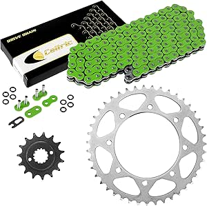 Caltric Green O-Ring Drive Chain and Sprocket Kit Compatible with Kawasaki KLR650 KL650 1990-2016 Green