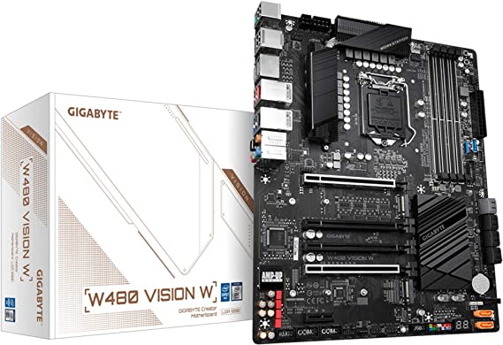 Gigabyte W480 Vision W (LGA 1200/Intel W480/ATX/Dual M.2/SATA 6Gb/s/USB 3.2 Gen 2/Dual Intel LAN/Multi-GPU Support/ECC Memory Support/Motherboard)