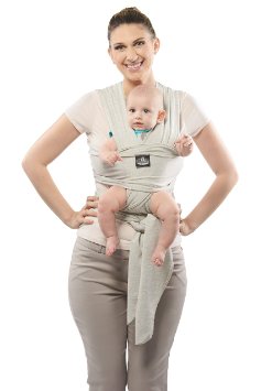 California Basics Premium Baby Carrier Sling, Wrap for Newborns, Infants, & Toddlers, Soft Cotton & Spandex Fabric, Grey