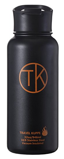 TK Ice & Fire Vacuum Insulated Stainless Steel Sports Water Bottle with Straw or Coffee Lid (See pic for reference) - Keeps Hot & Cold Beverages Up To 48 Hours - Thermos Double Walled