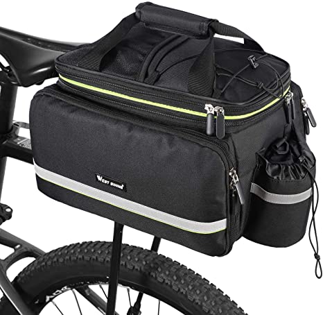 West Biking Bike Rear Pannier Bag Waterproof, 35L Large Capacity Multi-Function Bicycle Rack Rear Carrier Bag, Detachable Bike Tail Seat Trunk Bag Handbag Shoulder Strap Bike Storage Bag