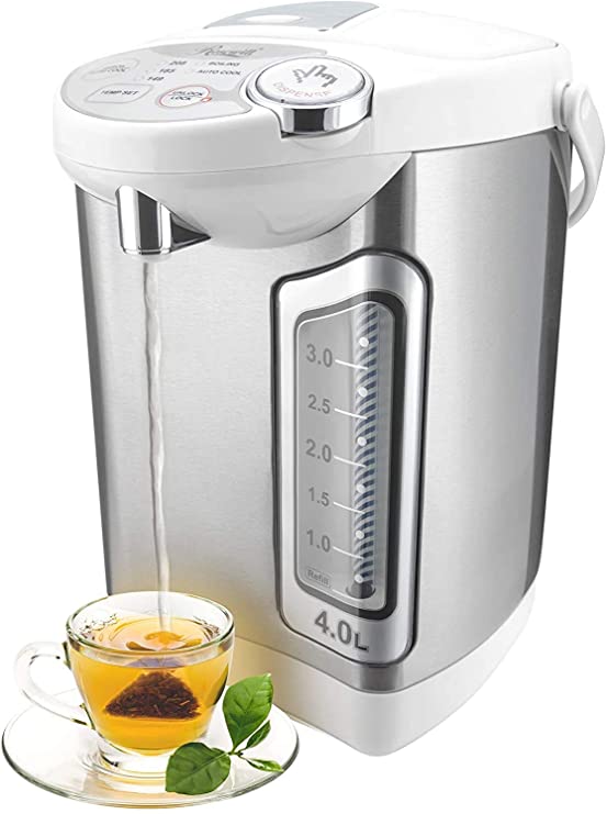 Rosewill Electric Hot Water Boiler and Warmer, 4.0 Liter Hot Water Dispenser, Stainless Steel / White, R-HAP-15002