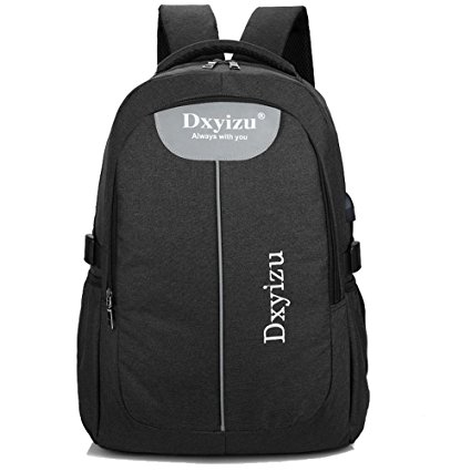 Laptop Backpack Business Water Resistant Polyester with USB Charging Port Fits Under 17-Inch Laptop and Notebook (black)