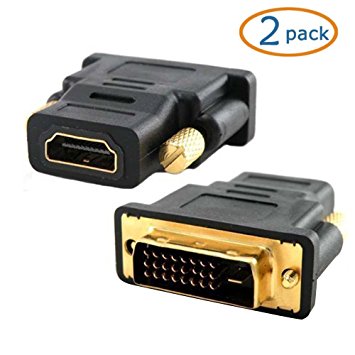 WOVTE Gold Plated HDMI Female to DVI-D Male Video Adapter Adaptor Converter Pack of 2