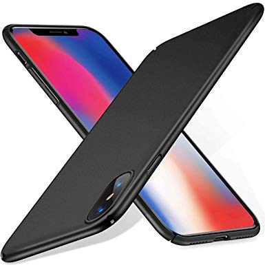 Pasnity Case for iPhone X Cases, Slim Fit Shell Hard Plastic PC Ultra Thin Cell Phone Cover with Matte Finish Coating Grip, Space Black 1