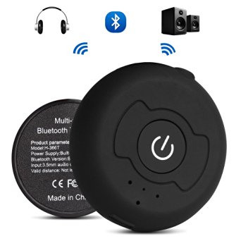 Lecmal Wireless Music Receiver With Bluetooth 4.0 , Bluetooth Transmitter, Audio Receiver and Transmitter Support Pairing Two Bluetooth Headsets Simultaneously for TV PC CD Player Ipod Mp3/mp4 Etc