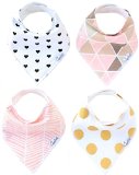 Baby Bandana Drool Bibs for Girl Blush 4 Pack of Absorbent Cotton Bibs Modern Baby Gift Set By Copper Pearl