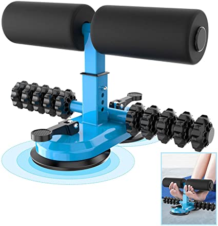 AERLANG Sit Up Bar for Floor, Upgraded Sit Up Assistant Device with Massage Roller, Portable Sit-Up Exercise Bar with 2 Suction Cups, Adjustable Sit Up Equipment for Body Building for Home Work Travel