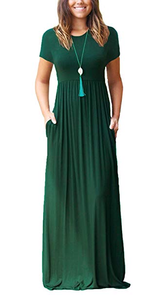 Viishow Women's Long/Short Sleeve Empire Waist Maxi Dresses Long Dresses with Pockets