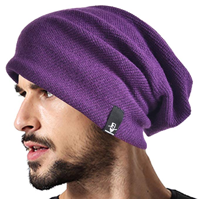 VECRY Mens Slouchy Beanie Knit Skull Cap Long Baggy Hip-hop Winter Summer Hat B305