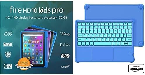 Fire HD 10 Kids Pro tablet, 10" HD 32GB (Sky Blue)   Kids Bluetooth Keyboard