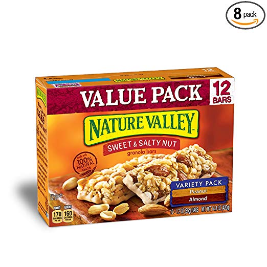 Nature Valley Sweet & Salty Nut Granola Bars, Variety Pack of Peanut and Almond, 96 Count