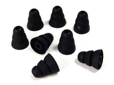 Xcessor Triple Flange Conical Replacement Silicone Earbuds 4 Pairs (Set of 8 Pieces). Compatible With Most In Ear Headphone Brands. Size: LARGE. Black