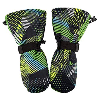 Toddler Kids Boy Girl Waterproof Ski Snow Mittens Winter Warm Cold Weather Gloves - Long Cuff with Drawstring