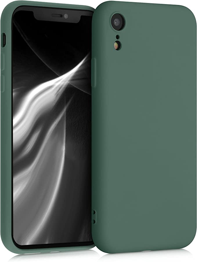 kwmobile Carcasa Compatible con Apple iPhone XR - Funda de Silicona para móvil - Cover Trasero en Verde Bosque