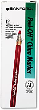 Sharpie 2059 Peel-Off China Markers Red Dozen