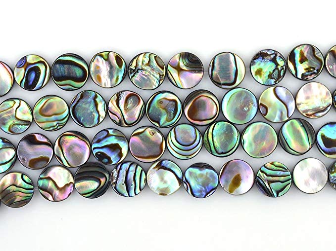 8mm Natural Abalone Shell Flat Coin Beads Strand 16" Jewelry Making Beads