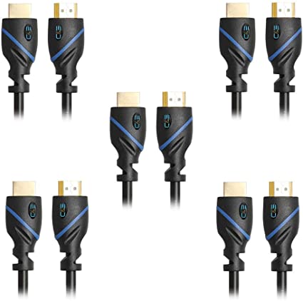 10ft (3M) High Speed HDMI Cable Male to Male with Ethernet Black (10 Feet/3 Meters) Supports 4K 30Hz, 3D, 1080p and Audio Return CNE58895 (5 Pack)