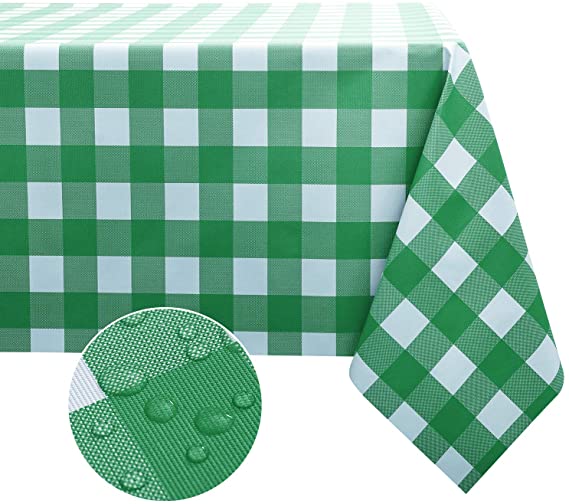 Obstal 100% Waterproof Vinyl Table Cloth, Oil-Proof Spill-Proof PVC Rectangle Tablecloth, Wipeable Plastic Table Cover for Outdoor, Picnic, Camping