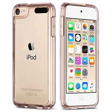 iPod Touch 6 Case,iPod Touch 5 Case,ULAK [CLEAR SLIM] Hybrid Premium Clear Bumper TPU/Scratch Resistant Hard PC Back Cover/Corner Shock Absorption Case for Apple iPod Touch 5 6th Gen_Clear/Rose Gold