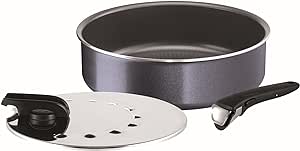 Tefal Ingenio Elégance Sauteuse 26 cm   1 poignée amovible   1 couvercle 26 cm, Revêtement antiadhésif, Compatible tous feux sauf induction   four, Gris pailleté, Fabriqué en france L2319102