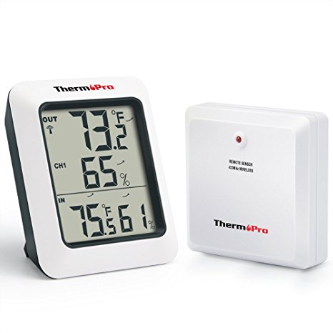 ThermoPro TP60 Indoor Outdoor Thermometer Humidity Monitor with Temperature Gauge Humidity Meter, Wireless Digital Hygrometer, 200ft/60m Range (Batteries Included)