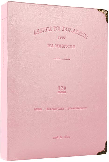 Katia 120 Pockets 3-Inch Photo Album for Polaroid Fujifilm Instax Mini 9/ 8/ 70/ 7S/ 25/ 50S/ 90 Z2300 PIC-300P Film, Ticket Holder / Memo / Business Card (Pink)