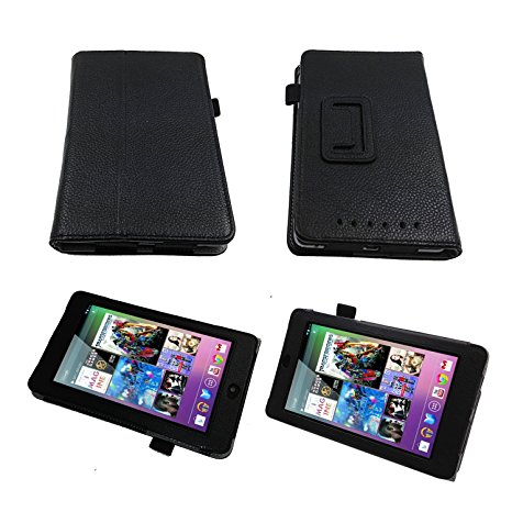 Bear Motion 100 Percent Genuine Leather Case Cover with Stand and Stylus Loop-Black for Google Nexus 7 inch Tablet