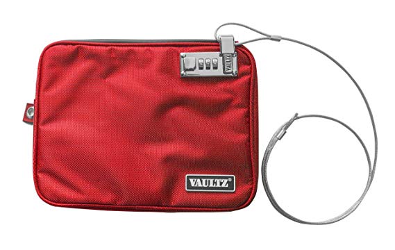 Vaultz Locking Medium Pool Pouch with Tether, 7.5 x 9 Inches, Red (VZ00814)