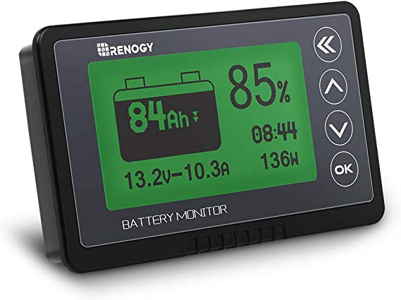 Renogy 500A Battery Monitor, High and Low Voltage Programmable Alarm, Voltage Range 10V-120V and up to 500A, Compatible with 12V Lithium Sealed, Gel, Flooded Batteries