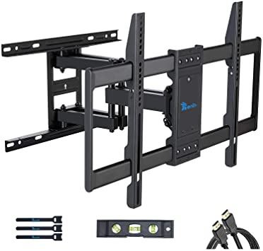 RENTLIV TV Mount Full Motion with Articulating Arms for 37-70 inch Flat Curved Screen LED 4K TVs, Tilt Swivel Rotation TV Wall Mounts TV Bracket with Max VESA 600x400mm,Fits 8" 16" Wood Studs