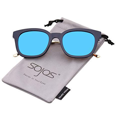 SOJOS Vintage Polarized Sunlgasses Womens Mens Square Frame Mirrored Lens SJ2050 SJ2027 SJ2029